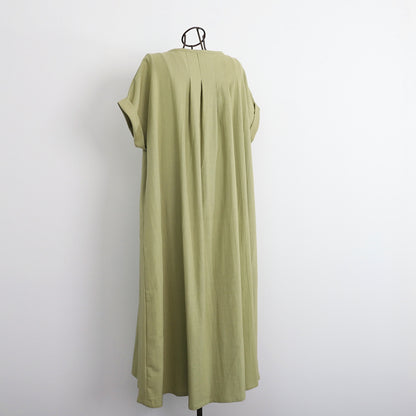 [Length adjustable] Cotton key neck dress, pistachio 0583PT 