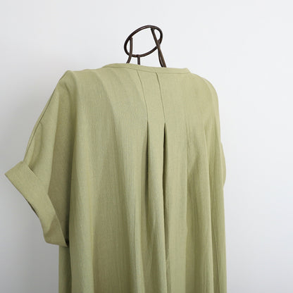 [Length adjustable] Cotton key neck dress, pistachio 0583PT 