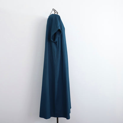 [Length adjustable] Cotton key neck dress, navy 0583NV 